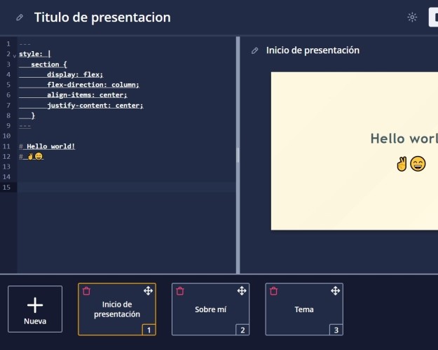 Captura de pantalla de MDSlides